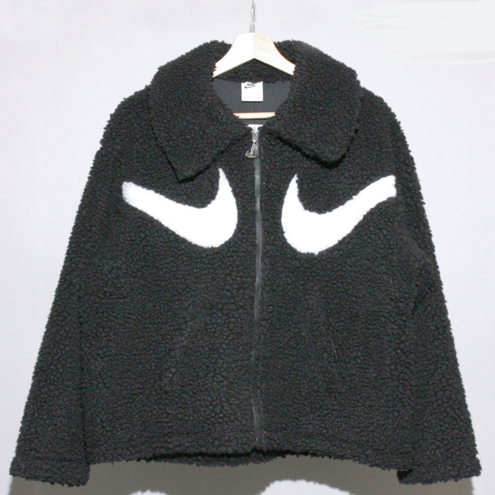 Nike Black and White Teddy Jacket with Sporty Design